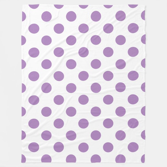 Lavender polka dots på vit fleecefilt (Framsidan)