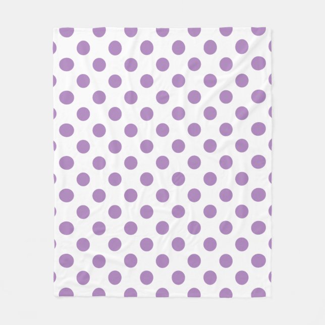 Lavender polka dots på vit fleecefilt (Framsidan)