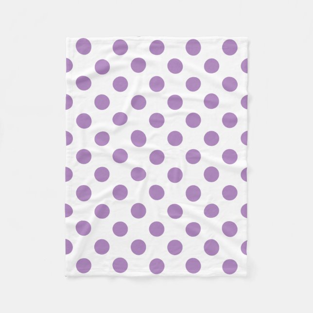 Lavender polka dots på vit fleecefilt (Framsidan)
