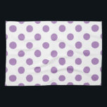 Lavender polka dots på vit kökshandduk<br><div class="desc">Lavender och White polka dots</div>