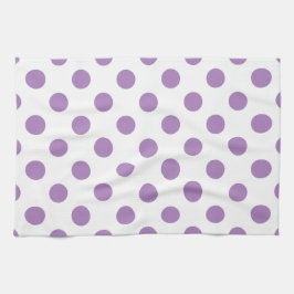 Lavender polka dots på vit kökshandduk