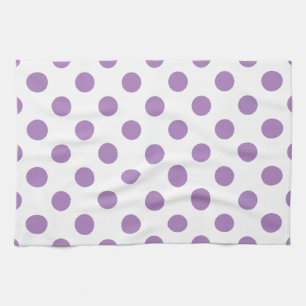 Lavender polka dots på vit kökshandduk