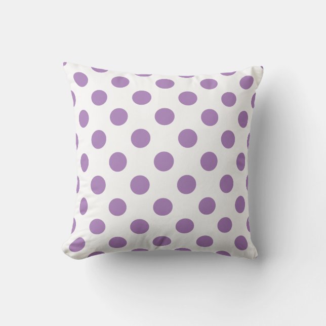 Lavender polka dots på vit kudde (Framsida)