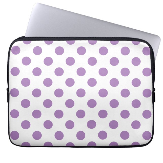 Lavender polka dots på vit laptop fodral (Framsidan)