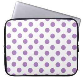 Lavender polka dots på vit laptop sleeve