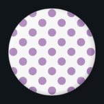 Lavender polka dots på vit magnet<br><div class="desc">Lavender och White polka dots</div>