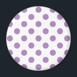 Lavender polka dots på vit magnet<br><div class="desc">Lavender och White polka dots</div>