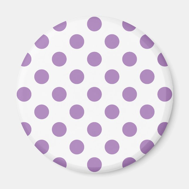 Lavender polka dots på vit magnet (Framsidan)