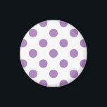 Lavender polka dots på vit magnet<br><div class="desc">Lavender och White polka dots</div>
