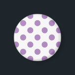 Lavender polka dots på vit magnet<br><div class="desc">Lavender och White polka dots</div>