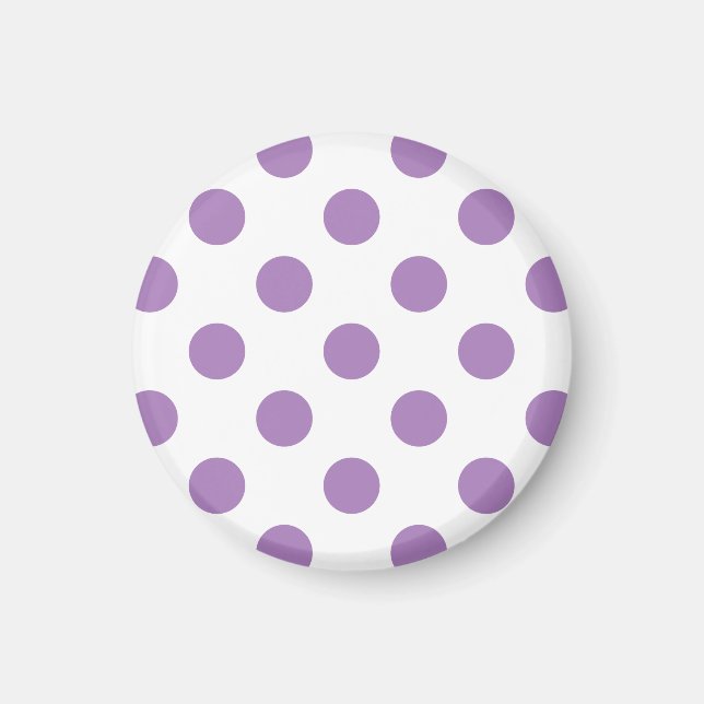 Lavender polka dots på vit magnet (Framsidan)