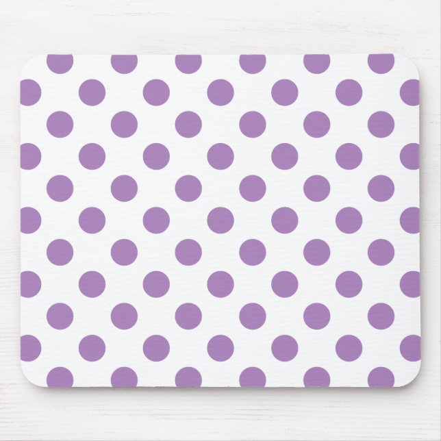 Lavender polka dots på vit musmatta (Framsidan)