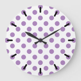 Lavender polka dots på vit stor klocka