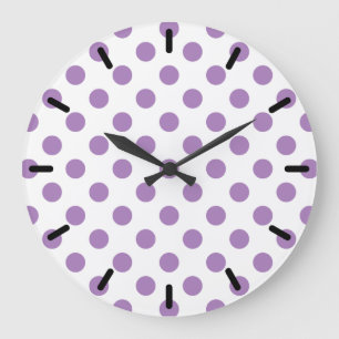 Lavender polka dots på vit stor klocka