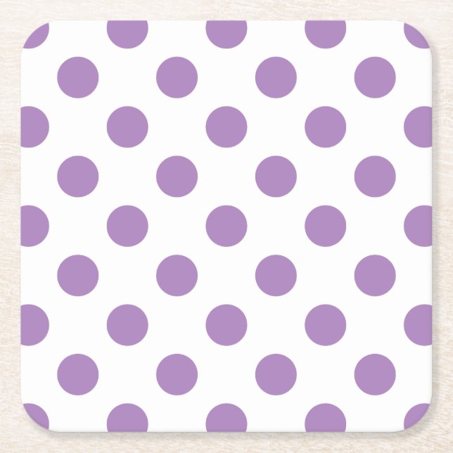 Lavender polka dots på vit underlägg papper kvadrat (Framsidan)