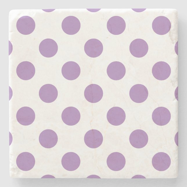 Lavender polka dots på vit underlägg sten (Framsidan)