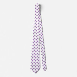 Lavender polka dots på vitt slips