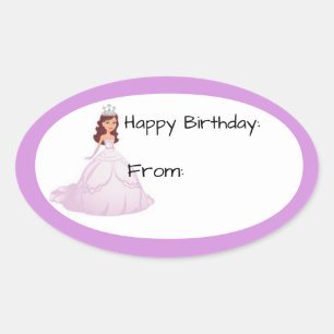 Lavender Princess Birthday Gift Märkre Sticker Ovalt Klistermärke
