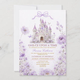 Lavender Princess Castle Birthday Invitation Inbjudningar