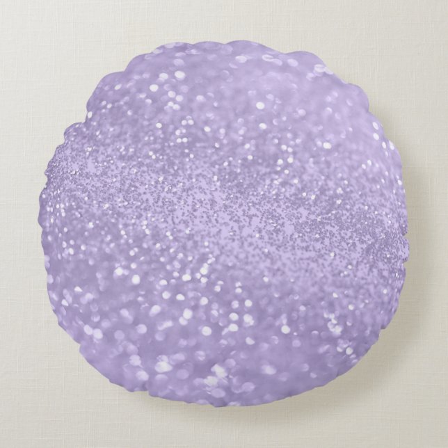 Lavender Princess Glitter #1 (Faux Glitter) Rund Kudde (Framsidan)