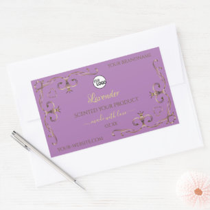 Lavender-produktetikett Guld Ornate Corner Add Log Rektangulärt Klistermärke