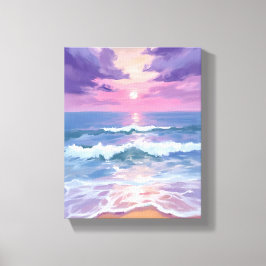 Lavender Purple Beach Sunset Watercolor Canvastryck