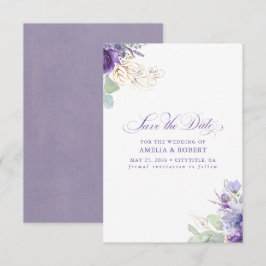 Lavender Purple Botanical Elegant Save the Date Spara Datumet