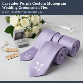 Lavender Purple Custom Monogram Wedding Groomsmen Slips