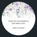 Lavender Purple Floral Thank You Runt Klistermärke<br><div class="desc">Lush lavender and purple floral hydrangeas. Personalize with your own information</div>