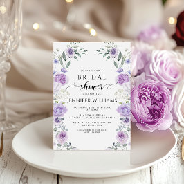 Lavender Purple Flower Boho Wreath Bridal Shower Inbjudningar