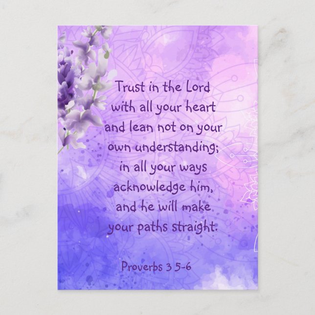 Lavender Purple Garden Flower Bible Scripture  Vykort (Framsida)