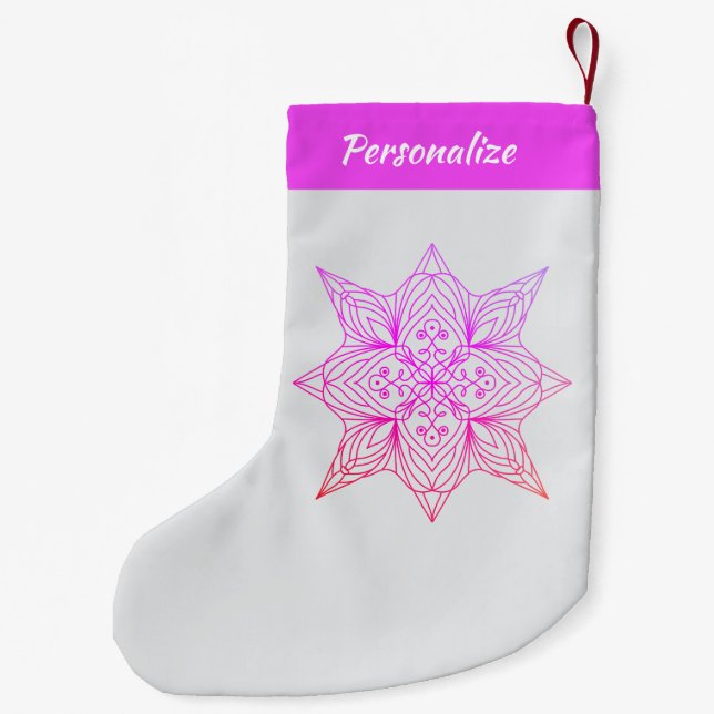 Lavender Purple Mandala Personalized Christmas Liten Julstrumpa (Baksidan)