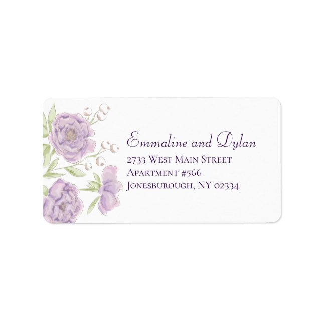 Lavender Purple Rose Wedding Address Labels Adressetikett (Framsidan)