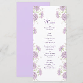 Lavender Purple Rose Wedding Menus Meny