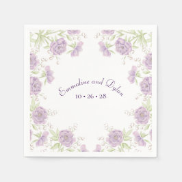Lavender Purple Rose Wedding Pappersservett