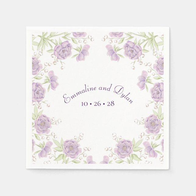 Lavender Purple Rose Wedding Pappersservett (Framsidan)