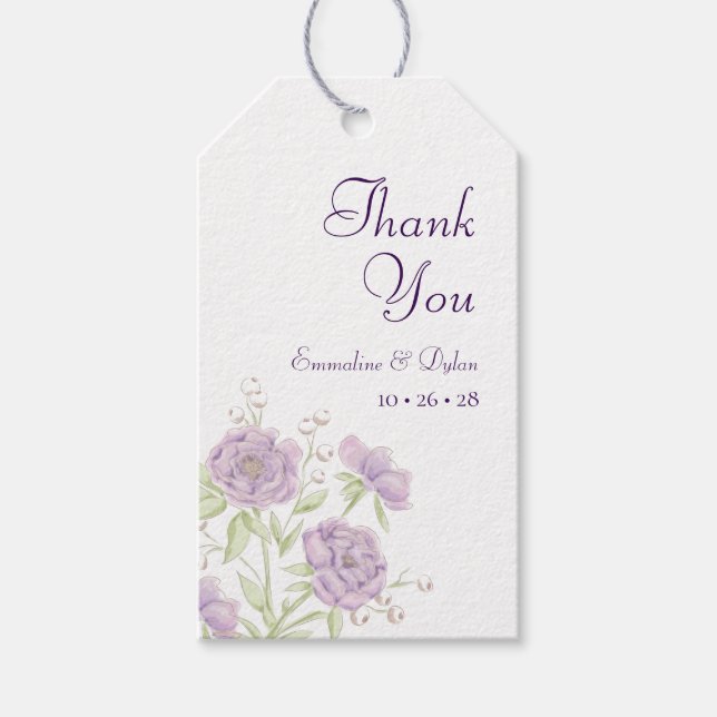 Lavender Purple Rose Wedding Presentetikett (Framsidan)