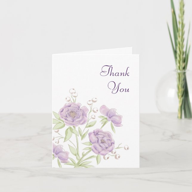 Lavender Purple Rose Wedding Thank You Cards Inbjudan (Framsida)