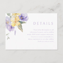 Lavender Purple & Sunshine Wedding Details Tilläggskort