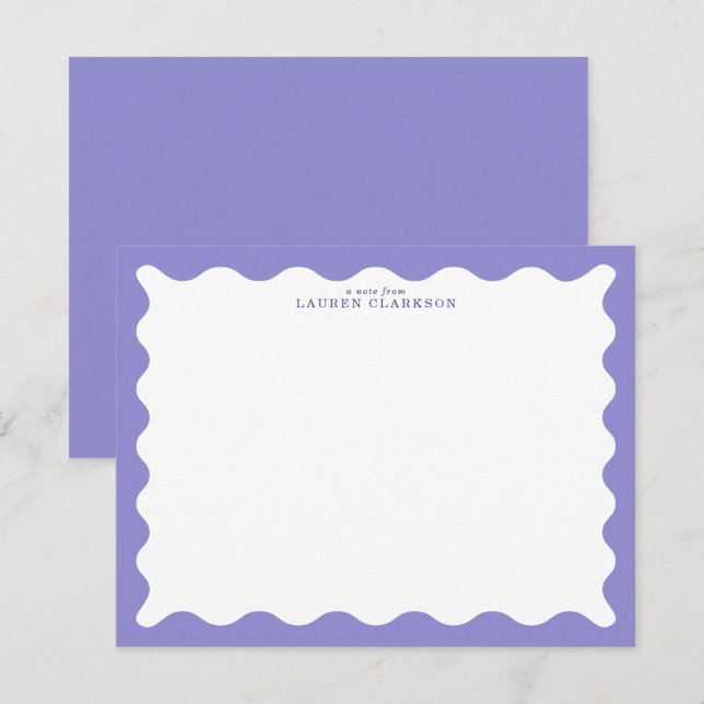 Lavender Purple Wavy Frame Note Card Inbjudningar (Fram/baksida)