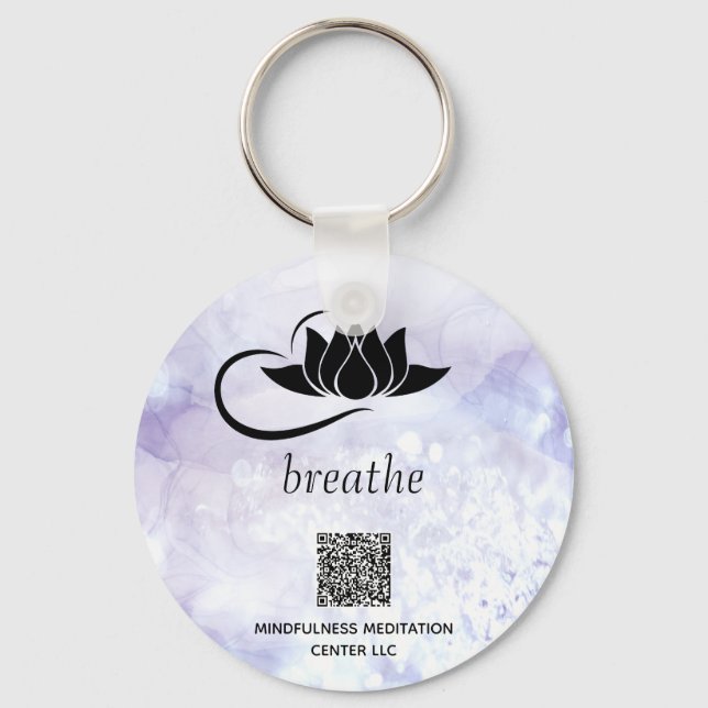 *~* Lavender QR - BREATHE Lotus Branding SWAQ Nyckelring (Framsida)