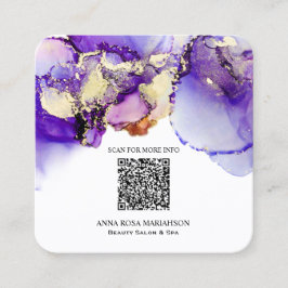 *~* LAVENDER QR CODE Yummy Guld Bold AP29 Fyrkantigt Visitkort