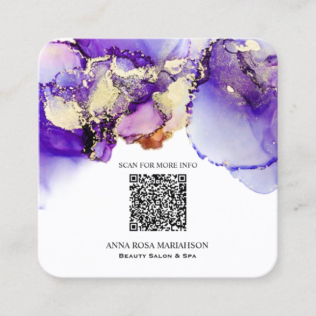 *~* LAVENDER QR CODE Yummy Guld Bold AP29 Fyrkantigt Visitkort (Framsida)