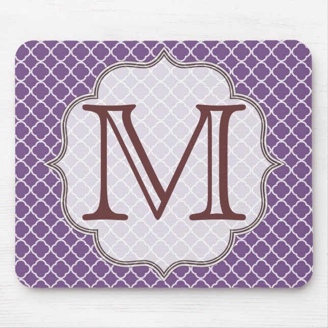 Lavender Quarterfoil Latti Monogram Mouse Pad Musmatta (Framsidan)
