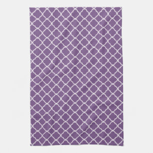 Lavender Quarterfoil Monogram Kitchen Dish Towel Kökshandduk