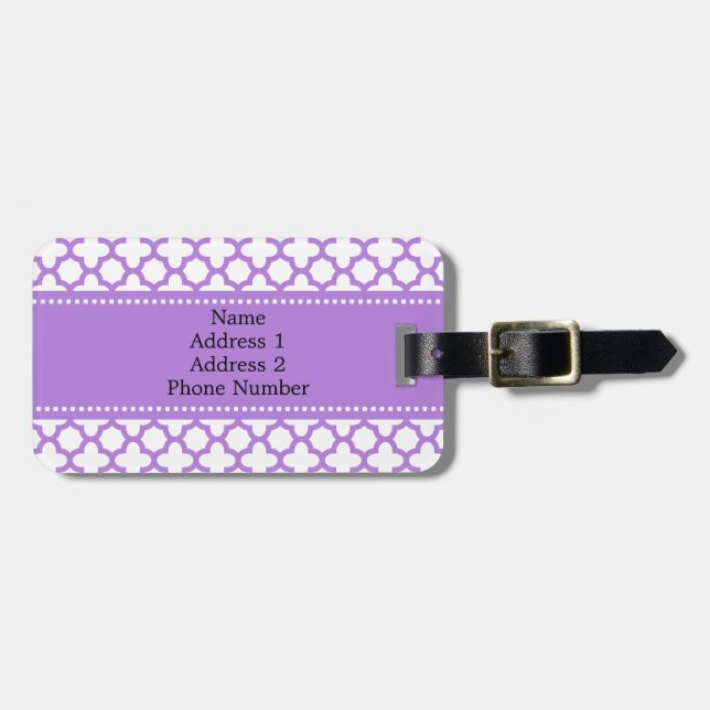 Lavender Quatrefoil Mönster Bagagebricka (Horisontell Framsida)