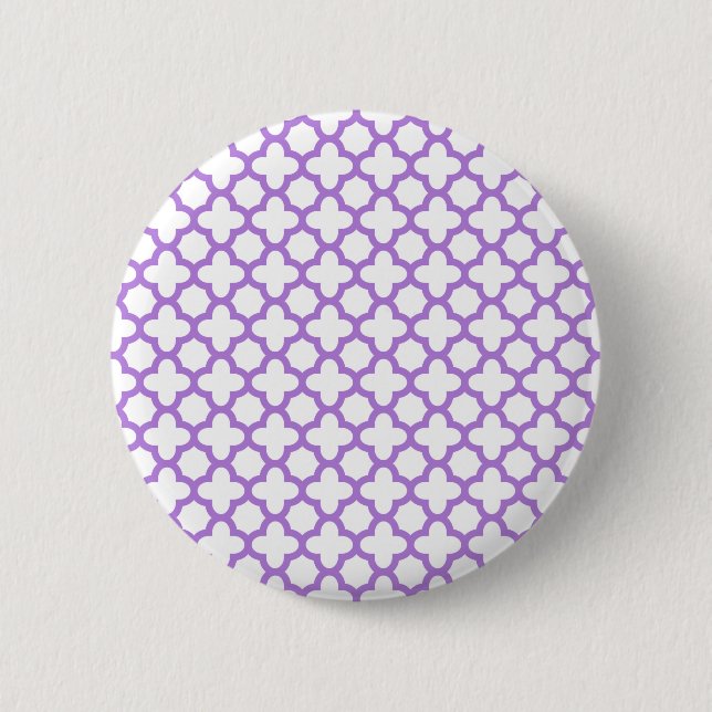 Lavender Quatrefoil Mönster Knapp (Framsida)