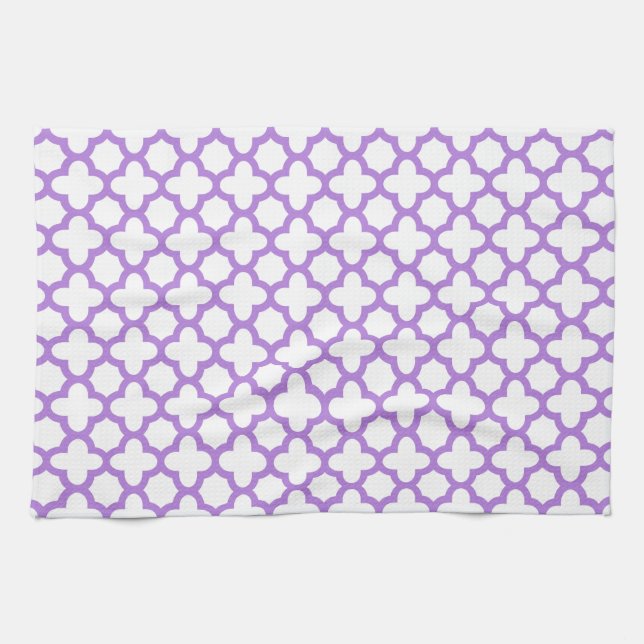 Lavender Quatrefoil Mönster Kökshandduk (Horisontell)