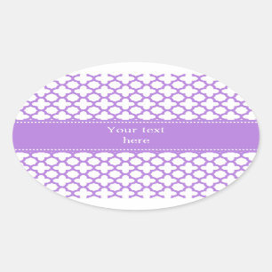 Lavender Quatrefoil Mönster Ovalt Klistermärke