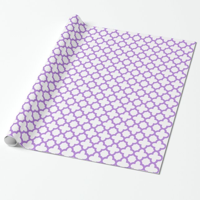 Lavender Quatrefoil Mönster Presentpapper (Utrullad)